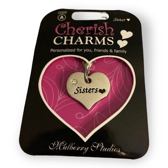 Cherish Charms SISTERS Bracelet Charm NEW NWT Silvertone Silver Tone - Picture 1 of 3